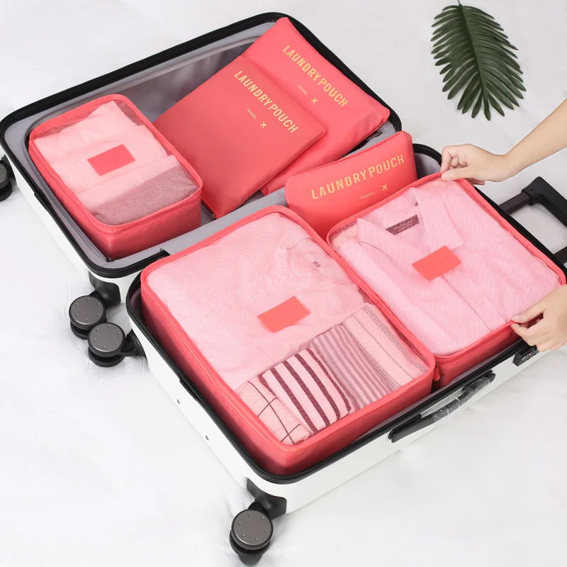 

6 PCS Nylon Travel Portable Storage Bag Set Fashion Waterproof Multifunction Clothing Shoes Cosmetics Categories Organizer Bag