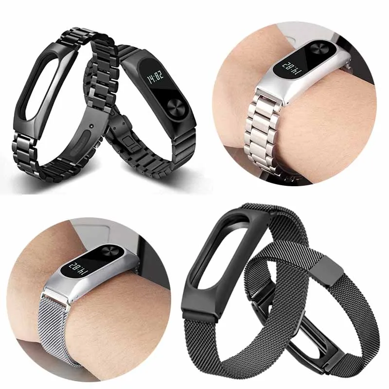 

Metal Strap for Xiaomi Mi Band 2 Bracelet Stainless Steel Smart Band Mi Band 2 Wristband Magnet Loop Wrist Strap Mi2 Replacement