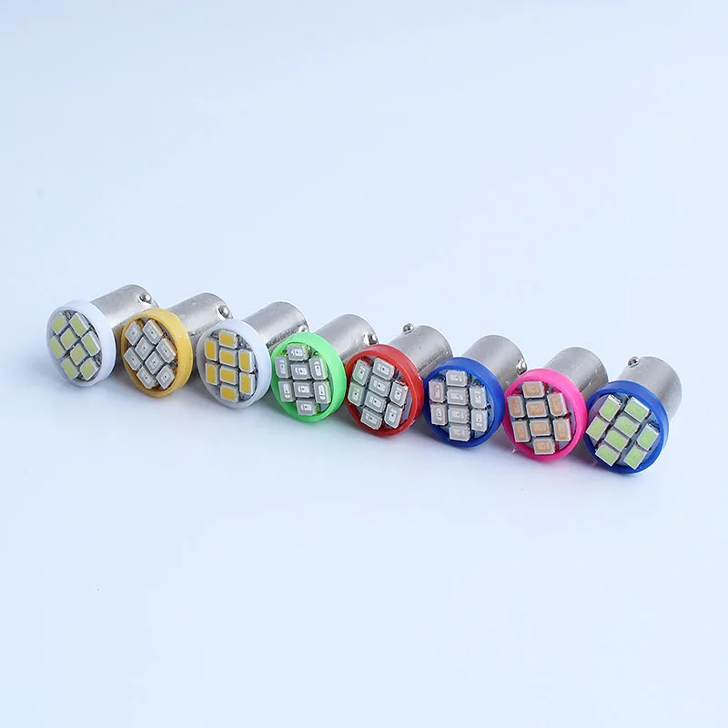 100 шт. грузовик светодиодный 24 В BA9S 8 SMD 1206 3020 H6W T4W 8smd клиновидный светильник лампа