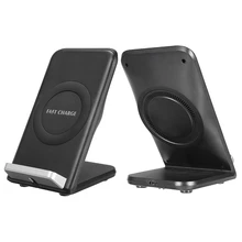 3 in 1 Smart Mobile Phone Holder+Wireless Charger 2 Coils Stand Pad+Cooling Fan Universal Fast Charging For Samsung For iPhone