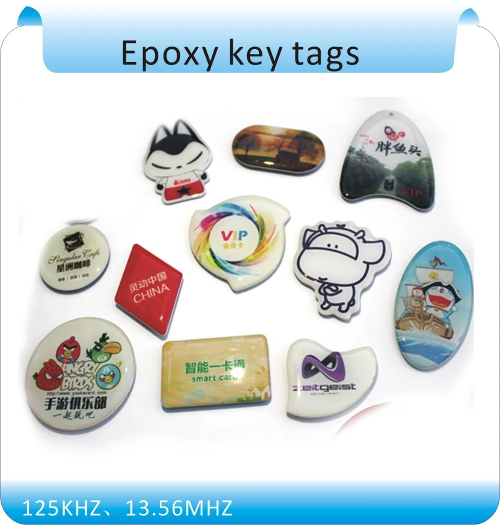 

Free shipping 100pcs variety of style13.56MHZ NFC Epoxy key tags NFC logo printed 13.56mhz rfid tag keyfobs
