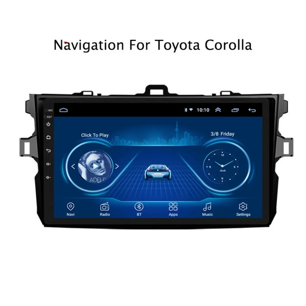 Супер тонкий сенсорный экран Android 8,1 gps навигация для toyota corolla 2007-2013 головное устройство планшеты стерео Мультимедиа Bluetooth