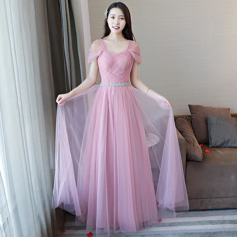 Новые Элегантные Длинные свадебные платья подружки невесты платье для свадьбы вечеринки - Цвет: light pink