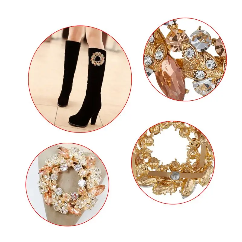 1 Pair Fashion Women Rhinestone Shoes Flower DIY Decorations Shoe Buckle Charm Lady High Heel Wild Matching Clips