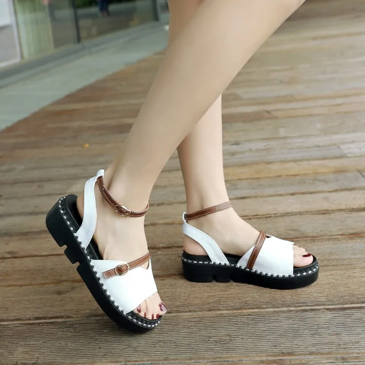 

Big Size 11 12 13 High heels sandals women shoes woman summer ladies Muffin Thick Bottom Sports Wind Button Sandals