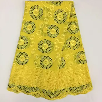 

Latest African Cotton Laces Embroidered Nigerian Cotton Swiss Lace With Stones High Quality Switzerland Lace For Men free dhl 16