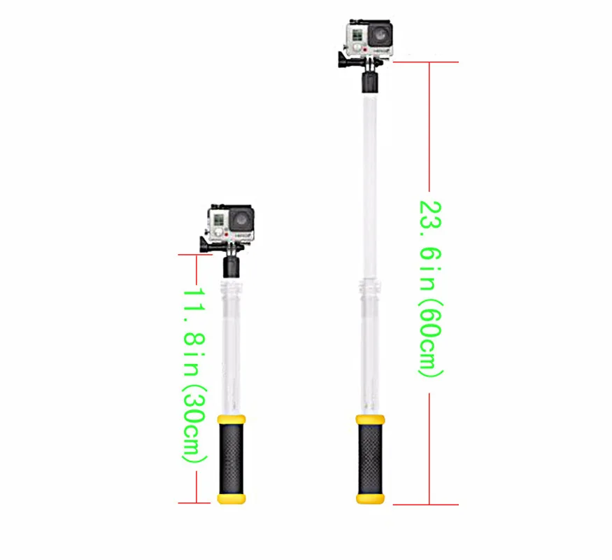 Kaliou Transparent Waterproof Telescopic Monopod Selfie Stick with Remote Control Connector for GoPro 6 5 4 3 2 1 Action Camera