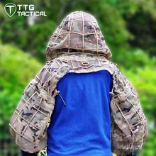 Тактический Костюм Ghillie основа GHillie капюшон для страйкбола Пейнтбол Охота Камуфляж Военный снайпер Топ Ghillie костюм