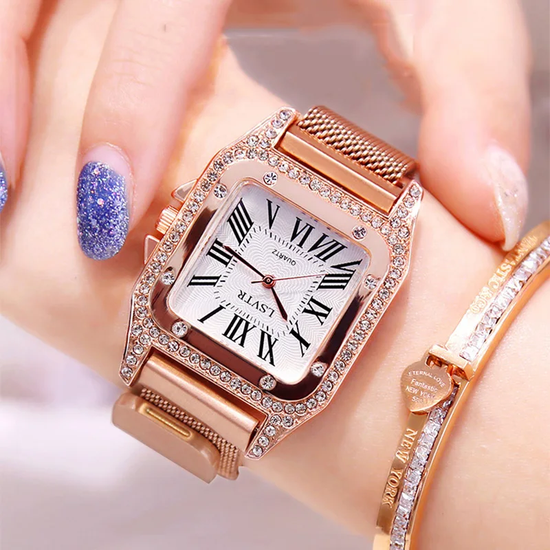 

Luxury Rose Gold Women Watches Fashion Diamond Ladies Starry Sky Magnetic Watch Waterproof Female Wristwatch For Gift Clock 2019