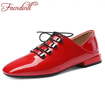 

FACNDINLL 2019 spring autumn women pumps shoes high qulaity low heel lace up black red woman dress casual shoes pumps size 34-43