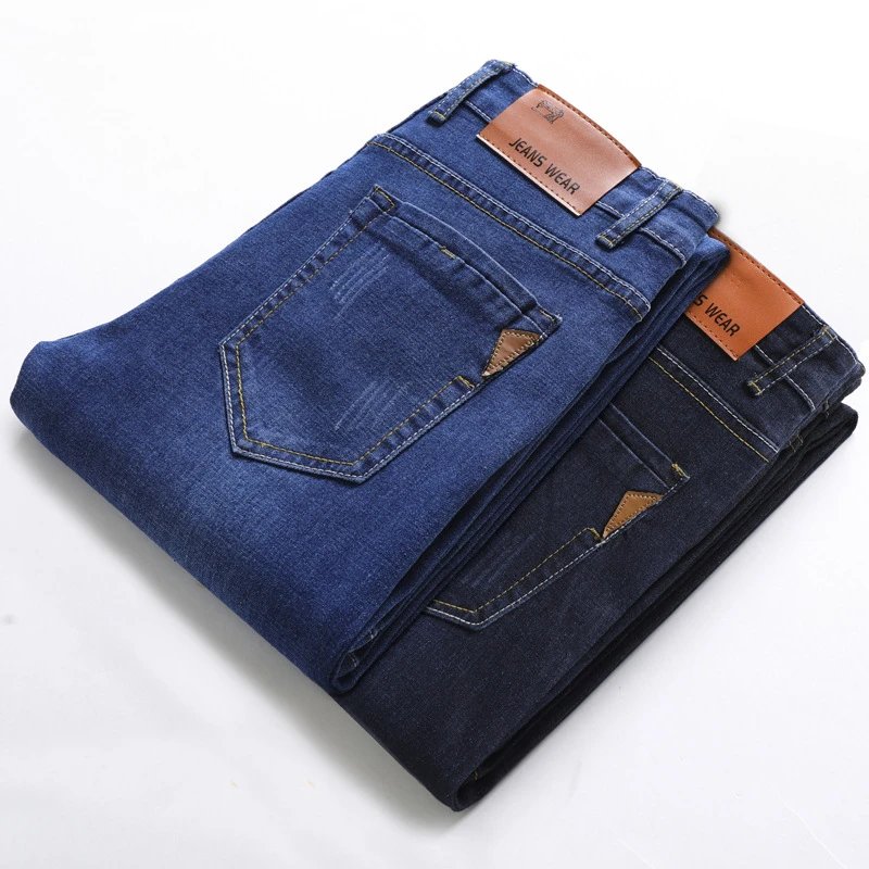 Primavera nuevos pantalones vaqueros de hombre 2019 nueva tendencia Casual Delgado recto estiramiento de longitud completa pantalones regulares de talla grande|Pantalones vaqueros| AliExpress