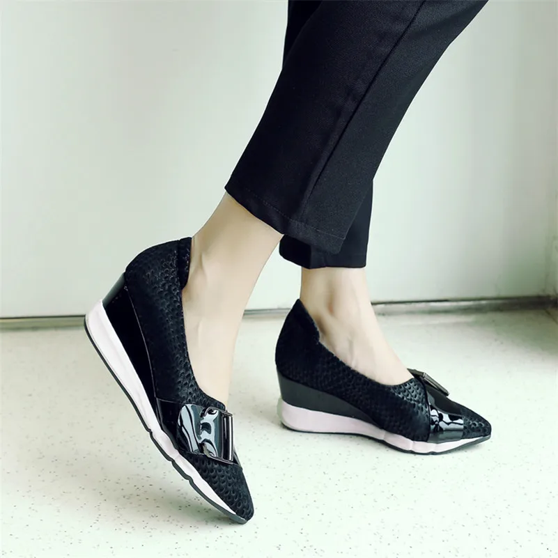 Automne Fedonas Pompes De 1 Nouvelle Chaussures Arrivée Boucles Sexy 2 Femme Bout Compensées Femmes Mouton Talons En Peau Mode Pointu RTSRqw
