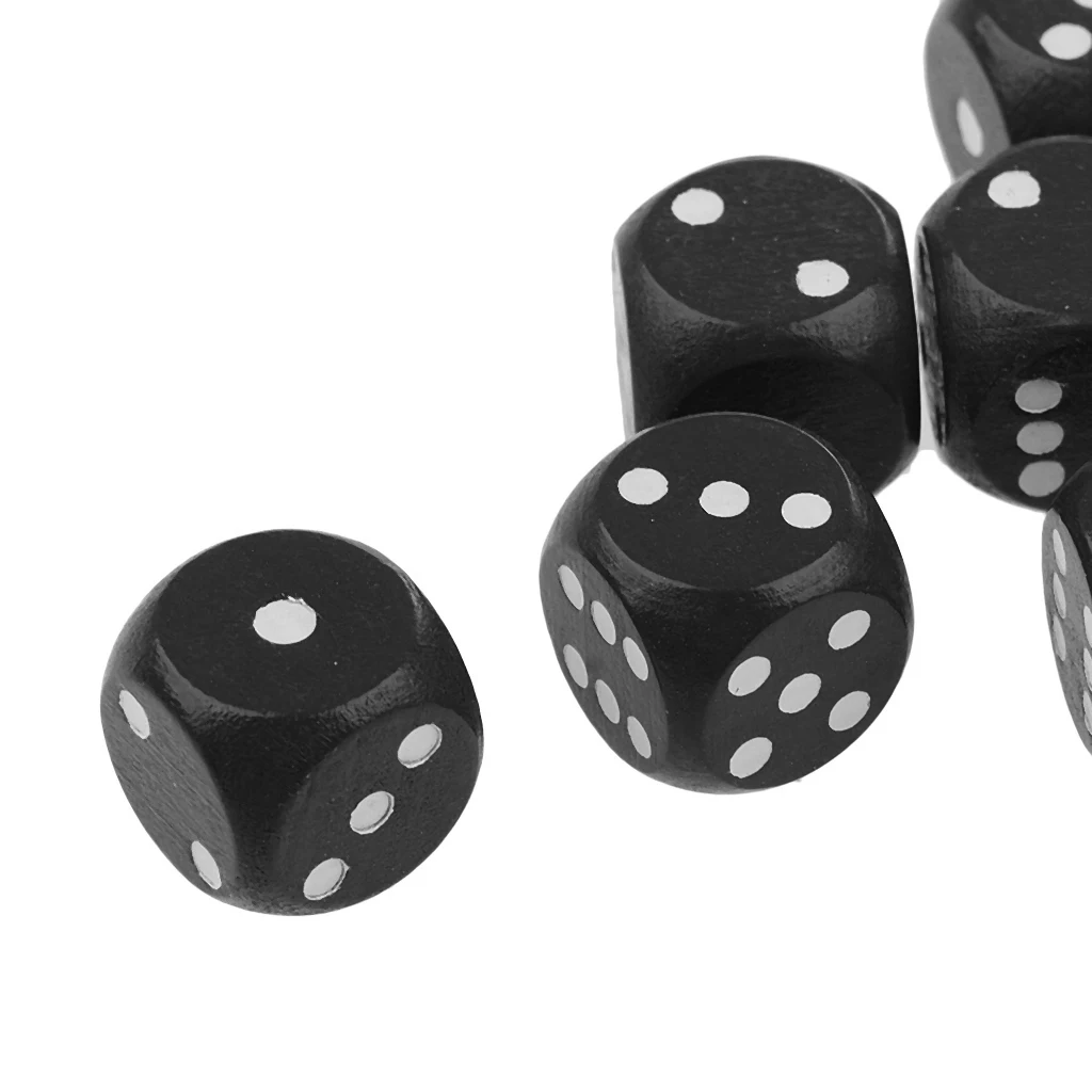 20Pcs Wooden Dice D6 Six Sided Dotted Dice for D&D TRPG MTG Board Game Toy Party Dice Casino Game Supplies