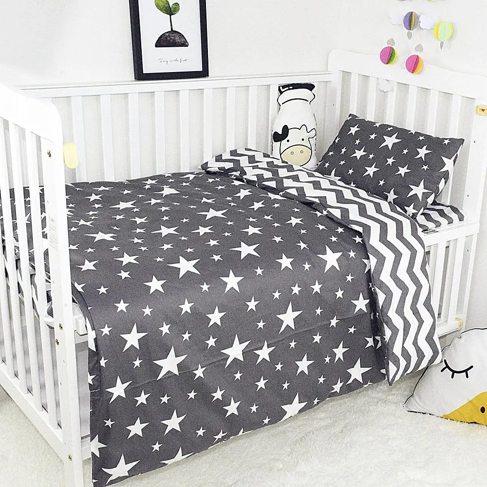3pcs Baby Bedding Set Cotton Cartoon Crib Bed Linen Kit For Boy