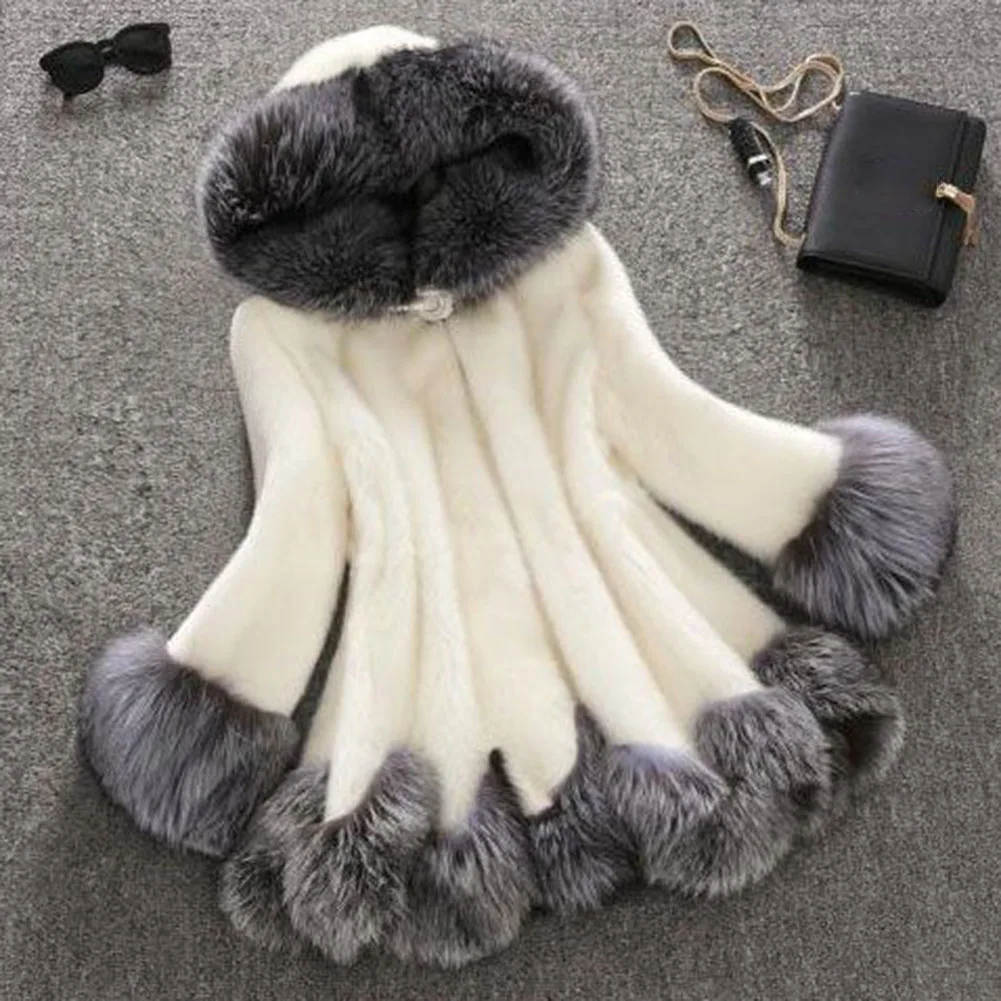 Высокая Пальто с искусственным мехом Для женщин Silver Fox меховой воротник