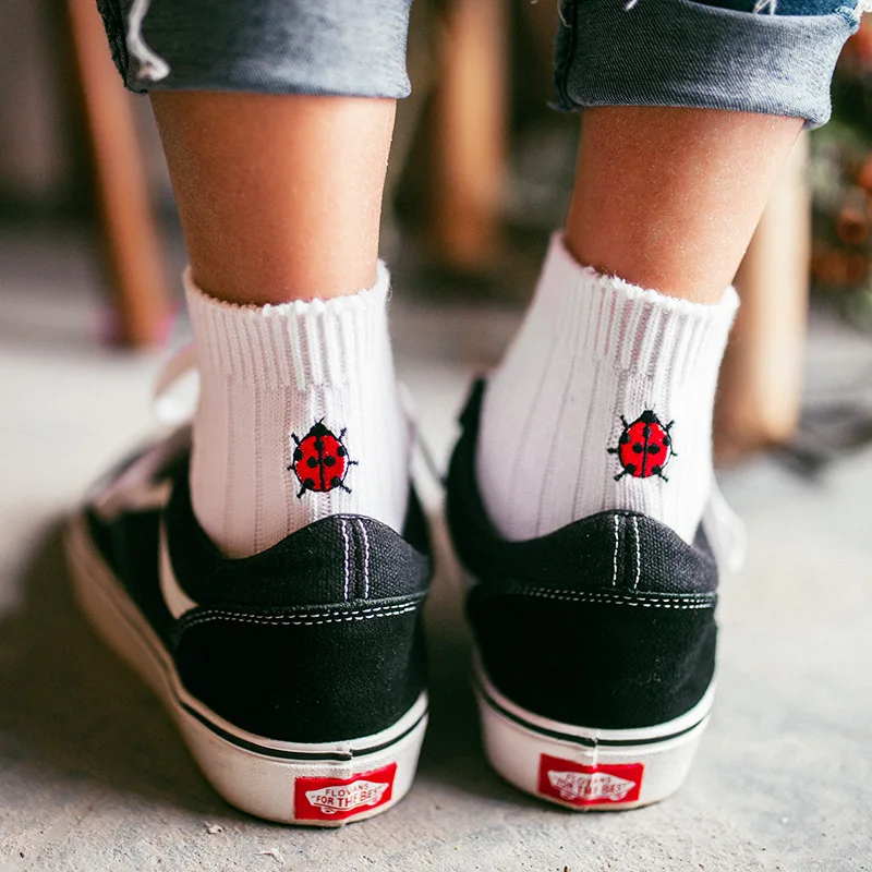 

Winter Women Socks Women Funny Socks Cotton Harajuku Cute Female College Wind Print Color Ladybug / Lobster Happy Socks