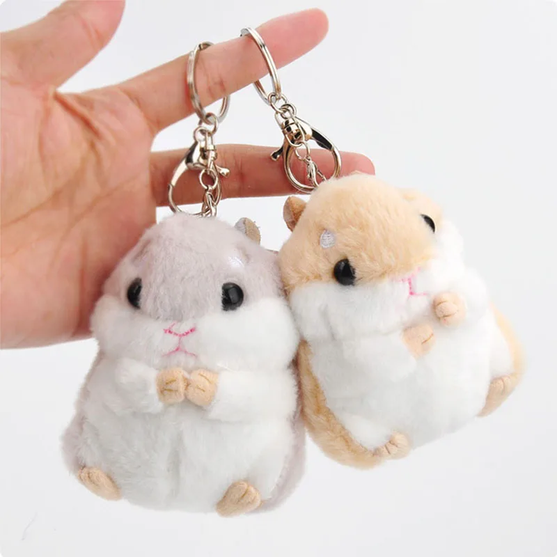 Cute Plush Hamster Stuffed Animal Toy With Keychain Small Hamster Key Pendant Keyring Plush Toy