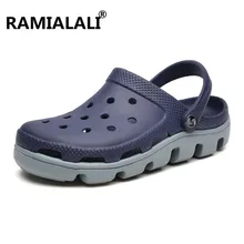 Летние мужские садовые сандалии на деревянной подошве, повседневные Модные Нескользящие сандалии для мужчин, пляжные мужские тапочки, большие размеры 39-47