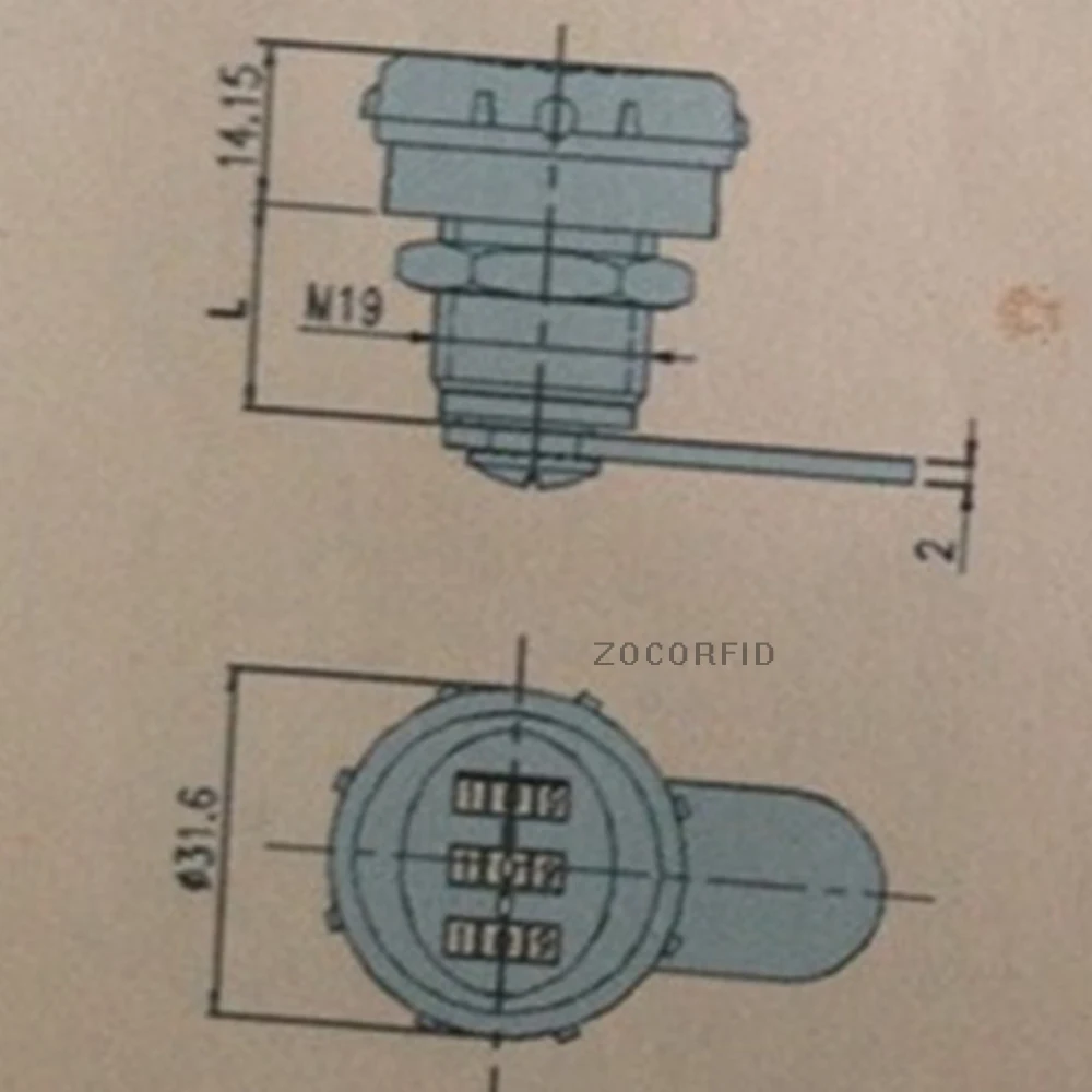 Флюоресцентный замок для шкафа с 3 значным номером без питания 1000 установленным