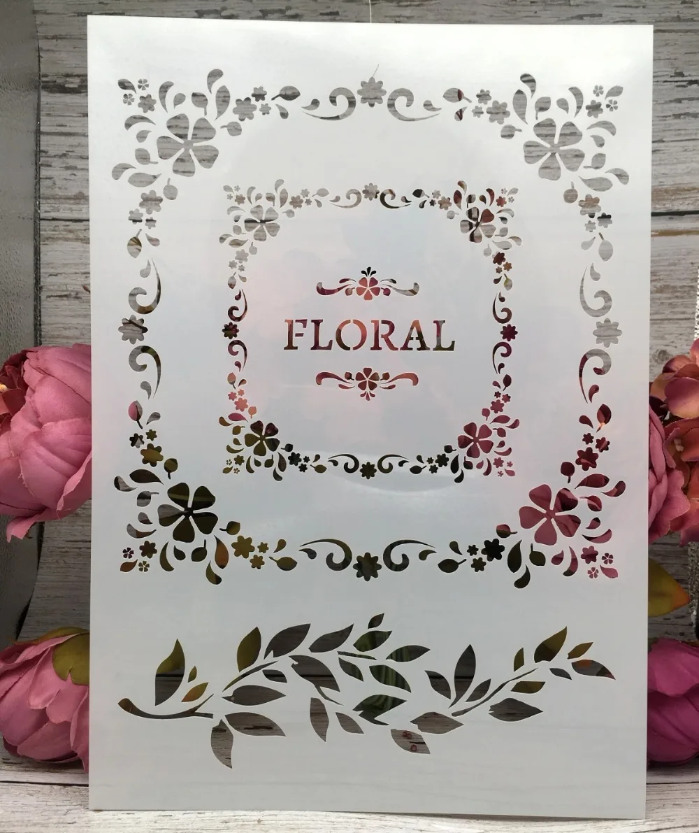 

A4 Floral Square DIY Layering Stencils Wall Painting Scrapbook Coloring Embossing Album Decorative Paper Card Template