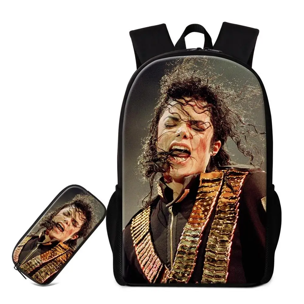 Индивидуальный Ваш образ 2 в 1 комплект модный ранец с пенал коробка сумки лучший Майкл Джексон печать на школьный рюкзак - Цвет: 5