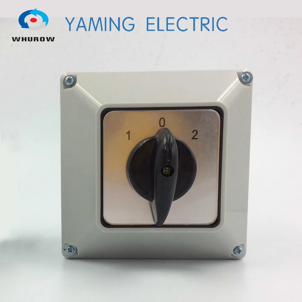 

Yaming electric Changeover switch 32A 3 Position 2 poles rotary switch with water proof protective cover box