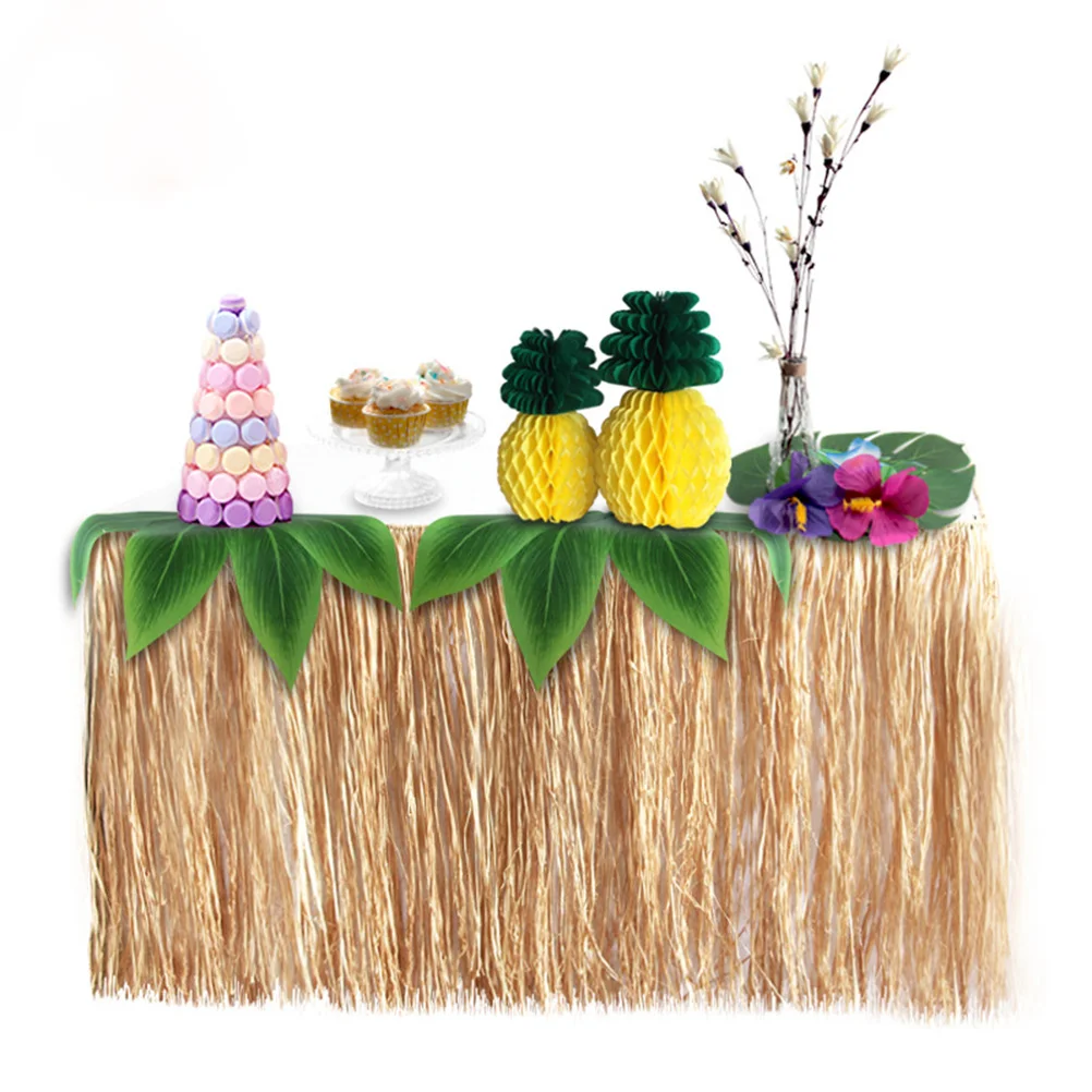 

1pcs Party Decoration Straw Tablecloth Raffia Skirt Halloween Birthday Party Supplies Hawaiian Style Home decro