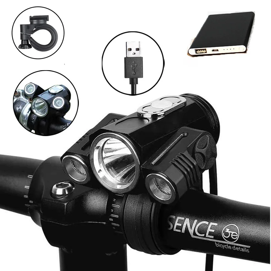 

Bicycle Light Adjust Angle 3x XML-T6 LED 10000LM USB Rechargeable Power Bank Cycling Torch Bike Light Lamp Bike Accessories