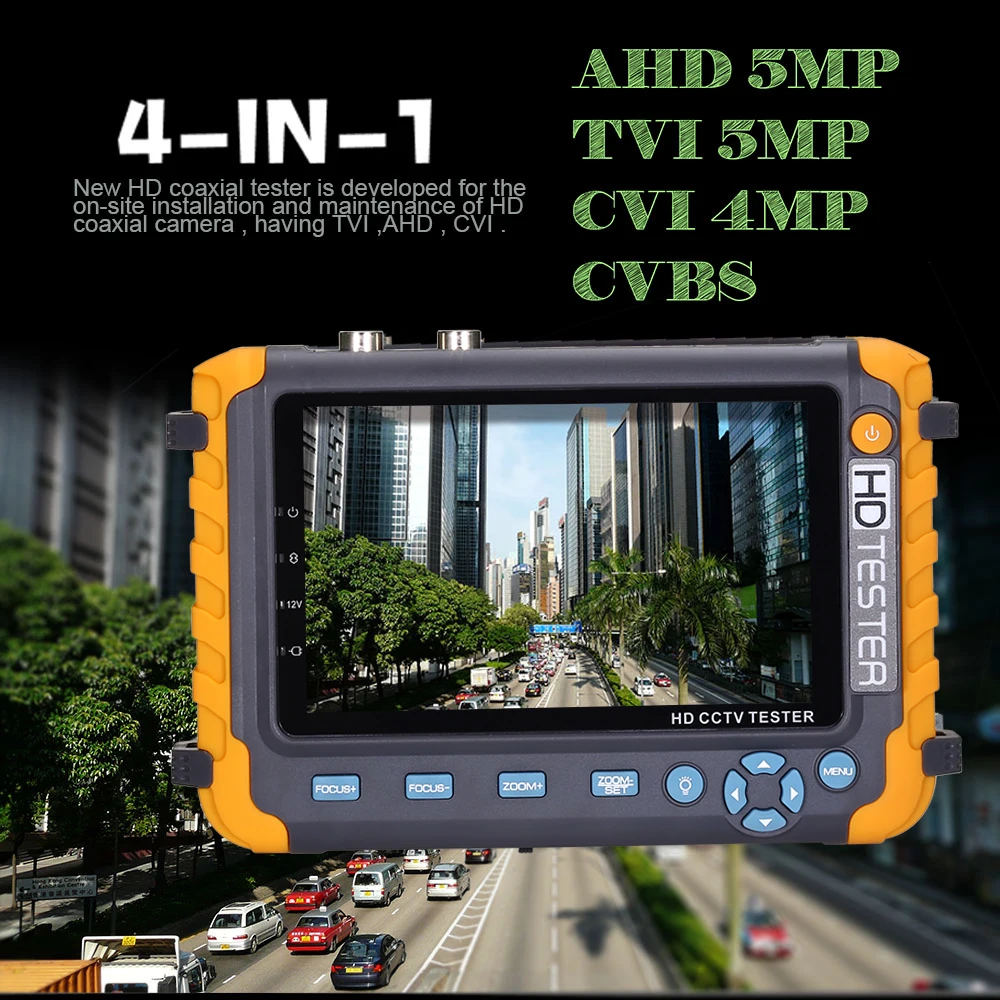 5 дюймов 4-в-1 коаксиальный тестер Поддержка CVBS/AHD TVI/CVI Камера монитор CCTV видео Камера тестер