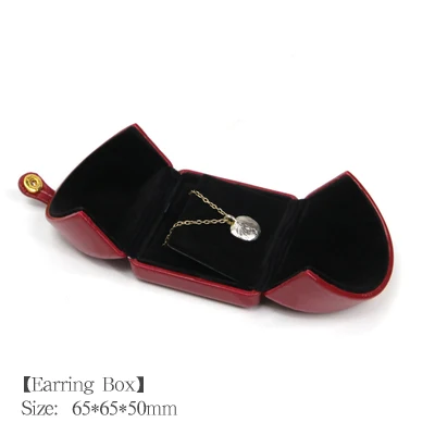 6 шт./лот красный черный и синий кожаный чехол для ювелирных изделий для кольца, ожерелья, браслета - Цвет: Red earring box