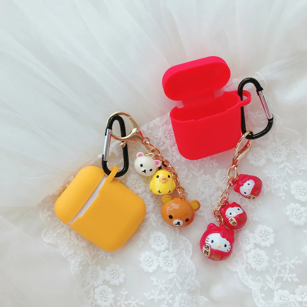 

fashion animal Bell KT cat bear Doll funny Soft Silicone Case For Apple Airpods Shockproof Cover For Apple AirPods Earphone case