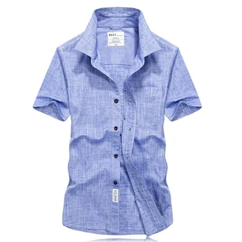 

Summer Shirt Men Casual Shirts Loose Man's Shirt Cotton Turn-down Collar Single Breasted Short Sleeve Mens Shirts Size S-4XL