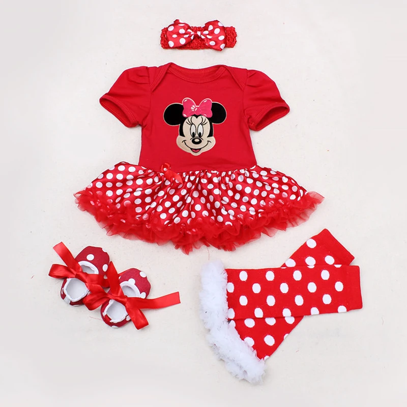 Infant baby girl mamelucos bebe ropa de navidad minnie mouse red polka dot  tutu dress + diadema + + calcetín del zapato recién nacido 4 unids  conjuntos|dress kawaii|dress socksock dress - AliExpress
