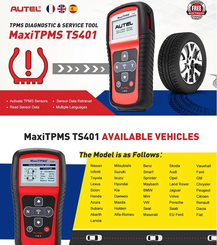 Autel MaxiTPMS TS401 инструмент мониторинга состояния шин TPMS повторитель для TPMS сенсор Relearn autel MX-sensor программа