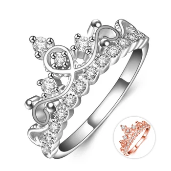 Princess Crown Shape Engagement Wedding Ring for Women