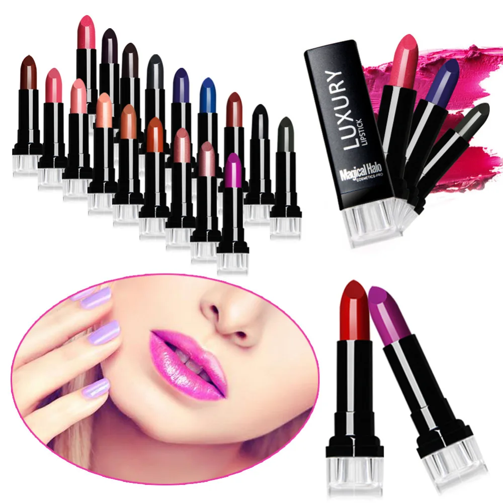 Women Glitter Lipstick Gloss Cosmetics Shimmer Lipsticks Blue