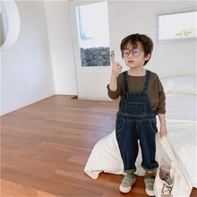 Повседневные Комбинезоны для детей, для девочек и мальчиков 1, 2, 3, 4, 5, 6, 7 лет, милый Универсальный Удобный джинсовый комбинезон, Хлопковые Штаны для малышей