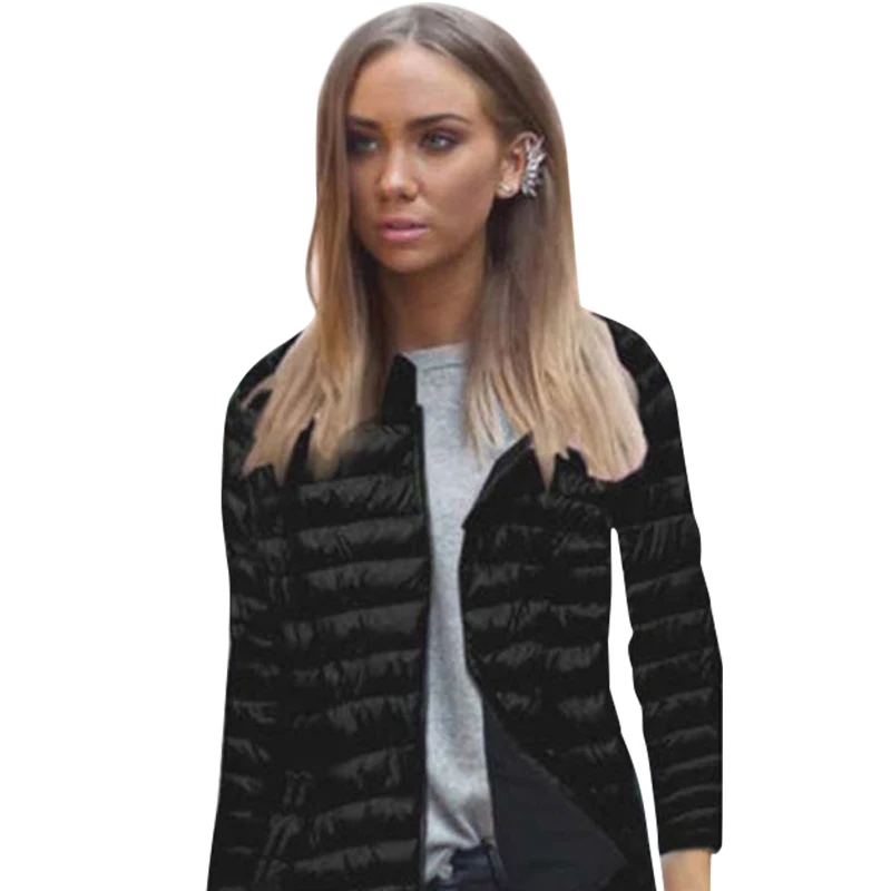 

Women Long Sleeve Slim Coat Jacket Zipper Long-Sleeved Striped Outwear Coat Plus Size LJ7730M