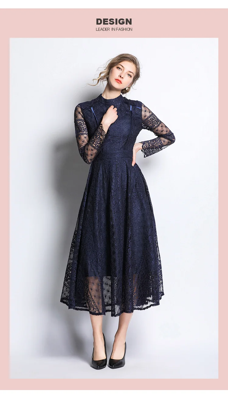 dark blue lace dress