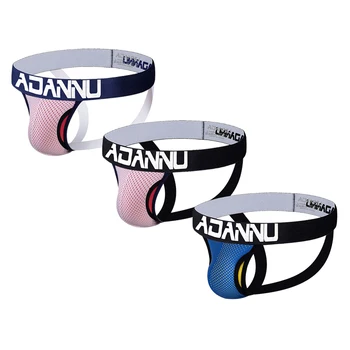 

ADANNU 3Pcs/lot Sissy low waist String Homme Thongs cotton Breathable Underwear Sexy fashion Jockstrap AD136