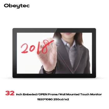 

32" wall mounted 7*24 hours working touchscreen display monitors with capacitive touch 10 points, IP65 water proof, OB320-CFK03