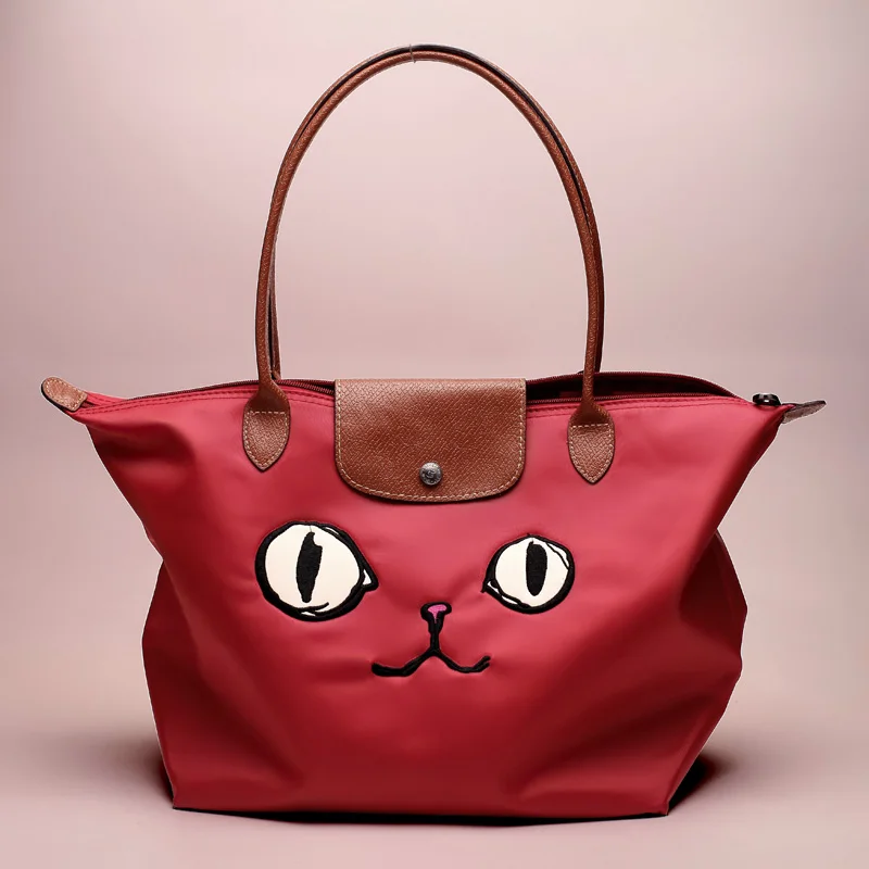 

Women Beach Bags Shoulder Mummy Handbag Nylon Folding Tote Long Large Capacious Shopping Champagne Bag