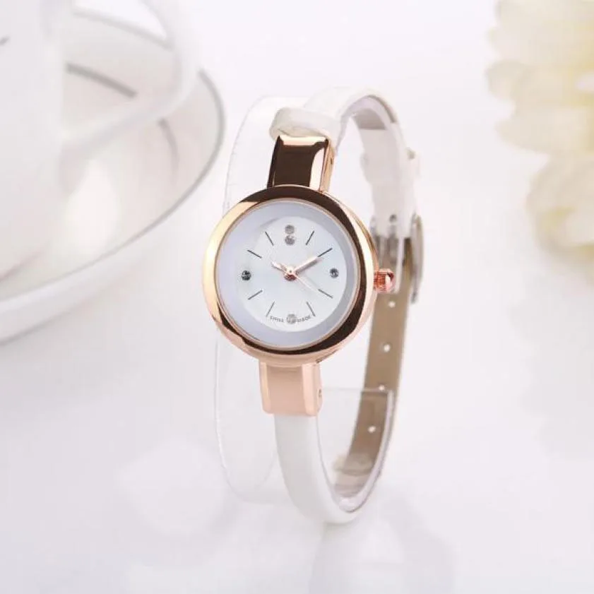 Идеальный подарок модные женские круглые кварцевые аналоговые браслет наручные часы подарок леверт Прямая поставка July01P20 H0 - Цвет: Белый