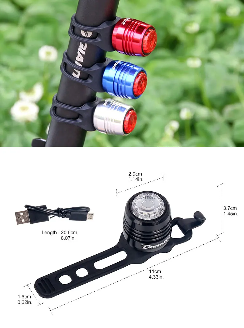 Cheap Deemount Bicycle Rear Light Carat Type Bike Warning Lamp USB Charge Red White Light Color Safety Headlight Tail 6-20 hours Lante 0 Cheap Deemount Bicycle Rear Light Carat Type Bike Warning Lamp USB Charge Red White Light Color Safety Headlight Tail 6-20 hours Lante 0