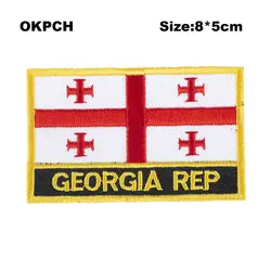Грузия Rep Прямоугольная форма флаг патчи Вышитый Флаг Патчи Национальный флаг патчи для одежды DIY украшения PT-0069-R