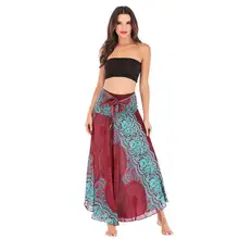 Новая пляжная Пышная юбка в этническом стиле Женская длинная в стиле хиппи бохо цыганские цветы эластичный Цветочный Пояс юбка AD