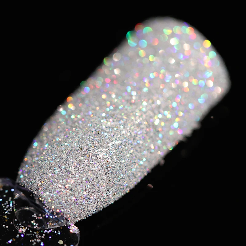 1 caja 1g polvo holográfico brillo azúcar brillo polvo para decoración de uñas brillo en polvo