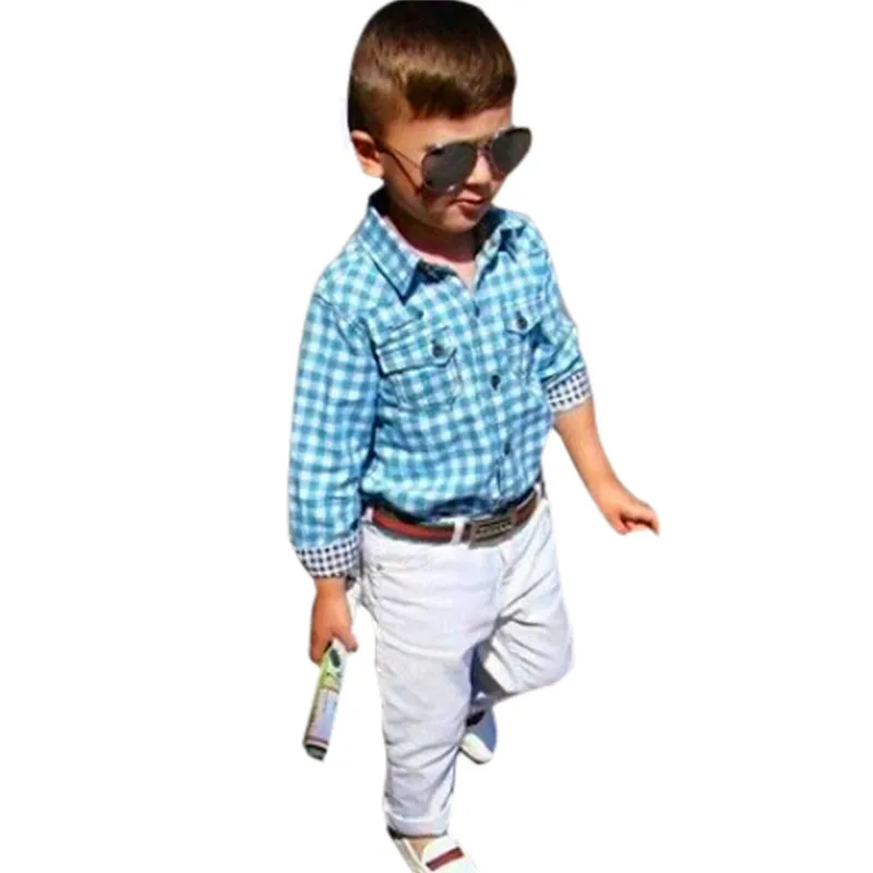 Для маленьких мальчиков длинный рукав; рубашка и штаны и ремень комплект детская повседневная одежда