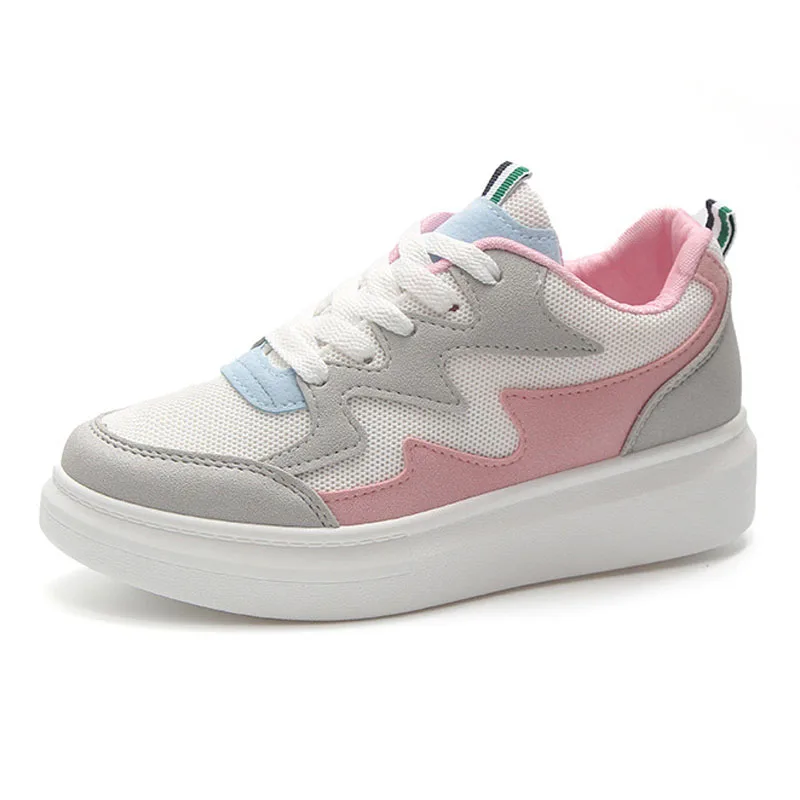 

Women Lace Up Low Top Skateboard Shoes Breathable Mesh PU Sneakers Casual Leisure Running Sports Walking Shoes