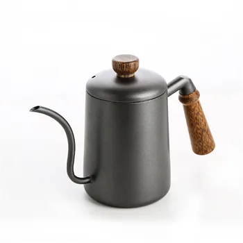 

600ML Wooden Handle Coffee Pot Hand Pouch Coffee Kettle Stainless Steel Brewing Durable Coffee Maker With Long Fine Spout
